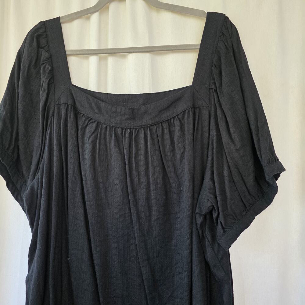 Old Navy Puff-Sleeve Dobby Mini Swing DressBlack Plus Size 2X Peasant Casual - Picture 5 of 12